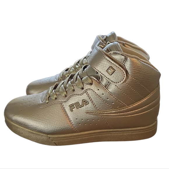 Womens Fila Vulc 13 MP Mid Plus Metallic Gold Sneaker Shoes 5CM00102-700 Size 6 - Picture 1 of 7